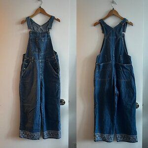 Vintage 90s A.M.I. Denim Overalls Size Small with Embroidered Floral Pattern